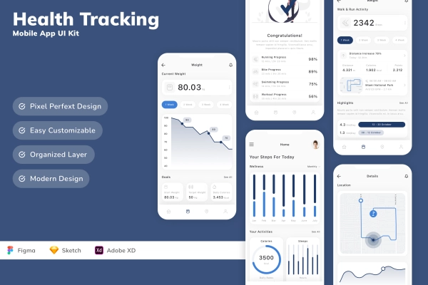 Health Tracking Mobile App UI Kit