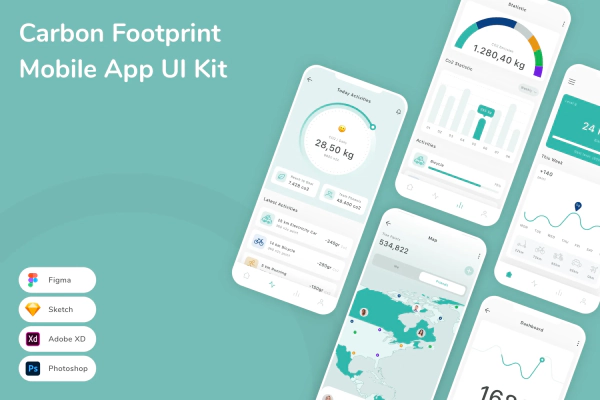 Carbon Footprint Mobile App UI Kit