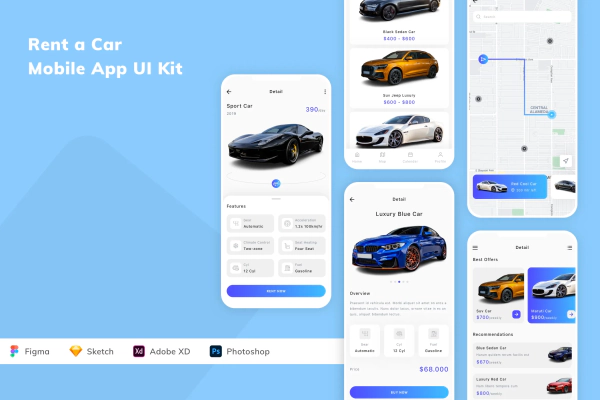 Rent a Car Mobile App UI Kit