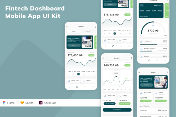 Fintech Dashboard Mobile App UI Kit