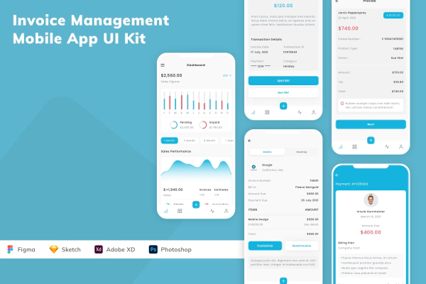 Invoice Management Mobile App UI Kit