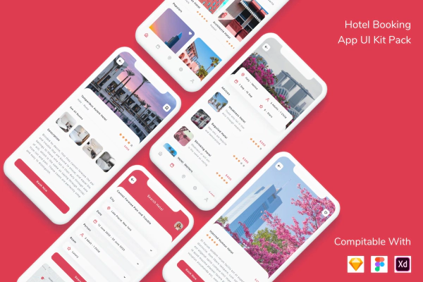 Hotel Booking App UI Kit Pack