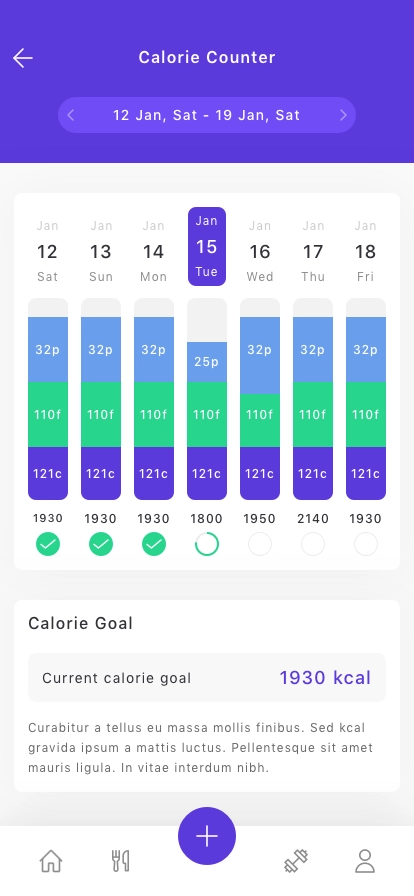 Calorie Tracker App UI Kit - Screenshot 1