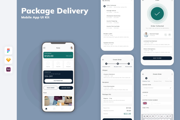 Package Delivery Mobile App UI Kit