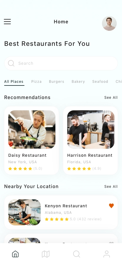 Restaurant Search Mobile App UI Kit - Screenshot 1