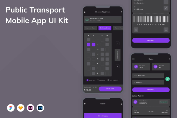 Public Transport Mobile App UI Kit
