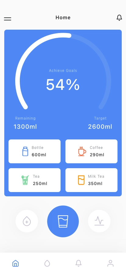 Water & Drink Intake Tracker Mobile App UI Kit - Screenshot 1