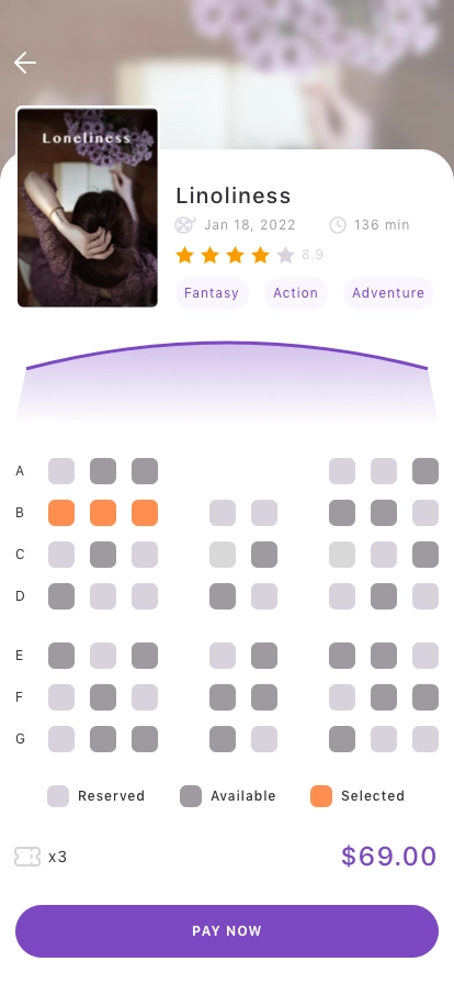 Cinema Ticket App UI Kit - Screenshot 4