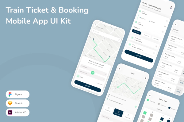 Train Ticket & Booking Mobile App UI Kit
