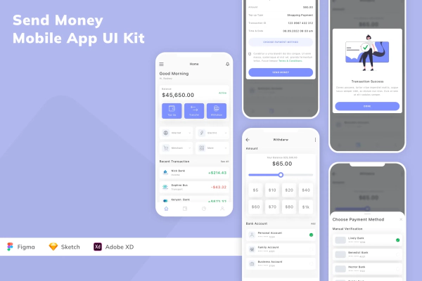 Send Money Mobile App UI Kit