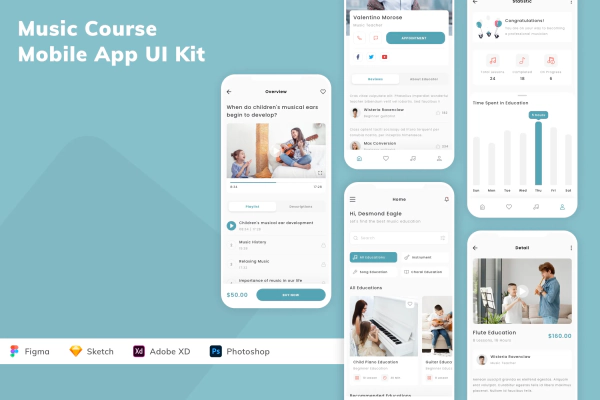 Music Course Mobile App UI Kit
