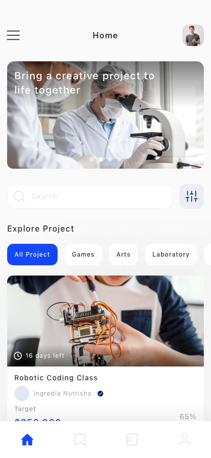 Crowdfunding Mobile App UI Kit - Screenshot 1