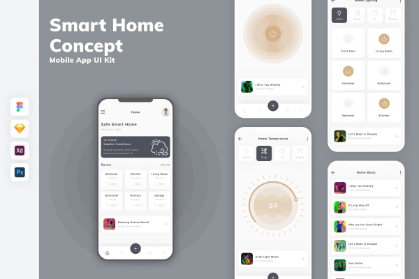 Smart Home Concept Mobile App UI Kit