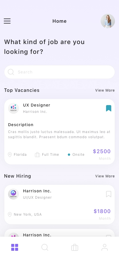 Job Search Mobile App UI Kit - Screenshot 1