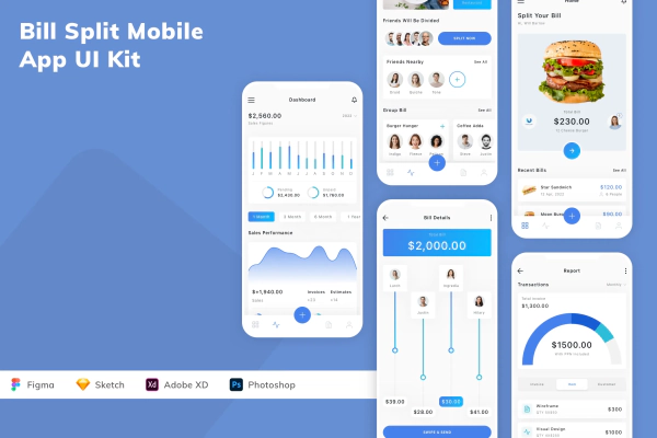 Bill Split Mobile App UI Kit