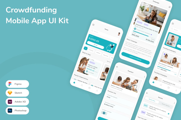 Crowdfunding Mobile App UI Kit