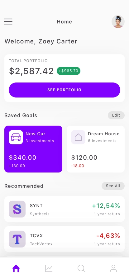 Stock Market Mobile App UI Kit - Screenshot 1