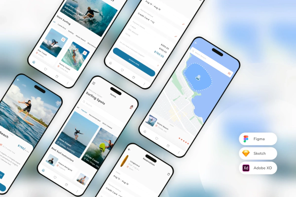 Surfing Find & Reservation Mobile App UI Kit