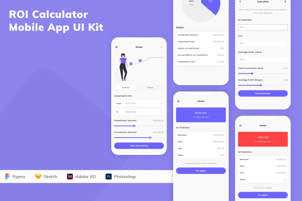 ROI Calculator Mobile App UI Kit