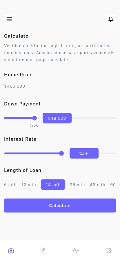 Mortgage Calculator & Planner Mobile App UI Kit - Screenshot 1