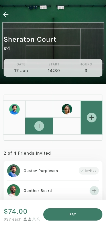 Tennis Court Booking Mobile App UI Kit - Screenshot 3