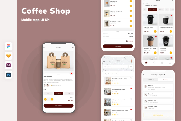 Coffee Shop Mobile App UI Kit