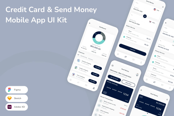 Credit Card & Send Money Mobile App UI Kit