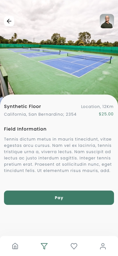 Tennis Court Finder & Booking App UI Kit - Screenshot 2