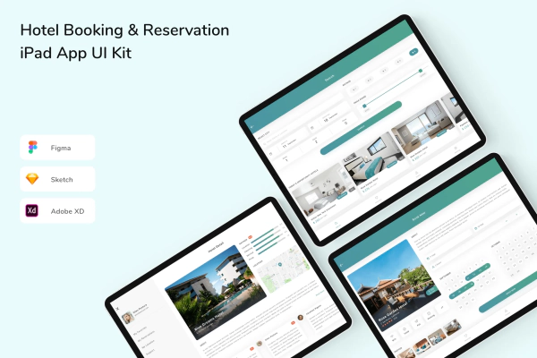 Hotel Booking & Reservation iPad App UI Kit
