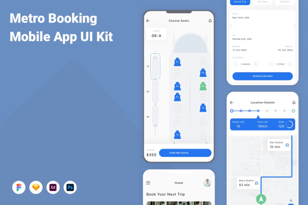 Metro Booking Mobile App UI Kit