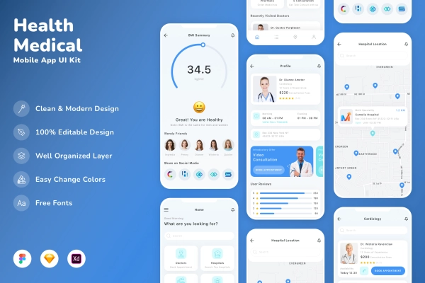 Health & Medical Mobile App UI Kit