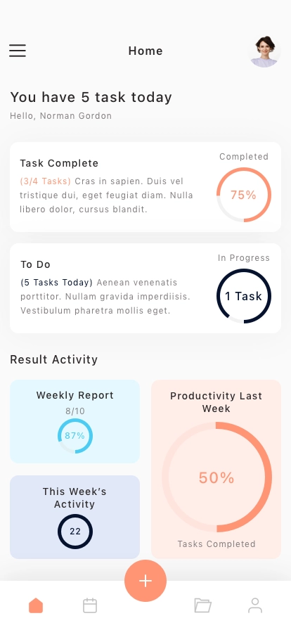 Task & Pomodoro Timer Mobile App UI Kit - Screenshot 1