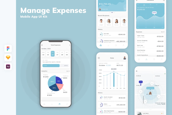 Manage Expenses Mobile App UI Kit