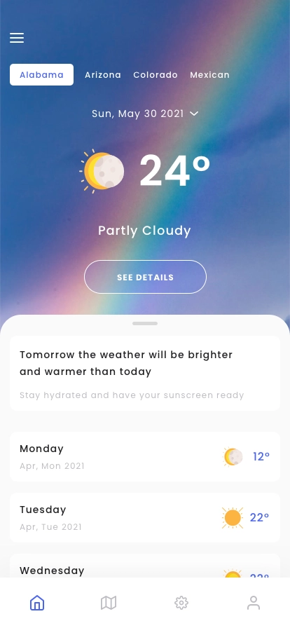 Weather Forecast App UI Kit for Figma, Sketch & XD | UIworkshop