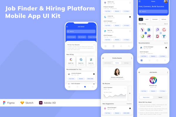 Job Finder & Hiring Platform Mobile App UI Kit
