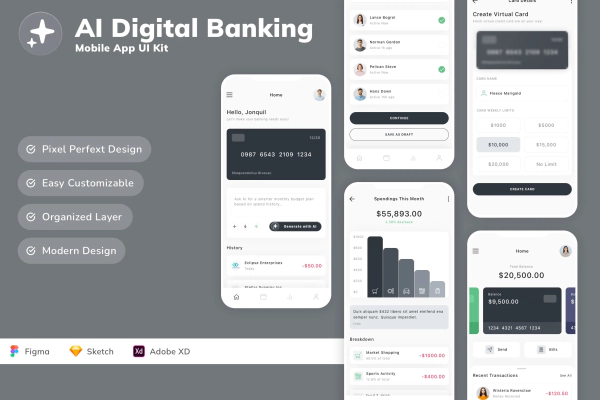 AI Digital Banking Mobile App UI Kit