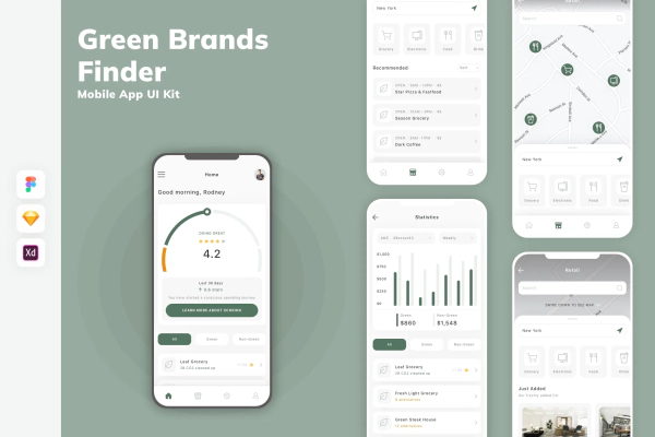Green Brands Finder Mobile App UI Kit