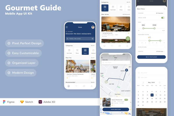Gourmet Guide Mobile App UI Kit