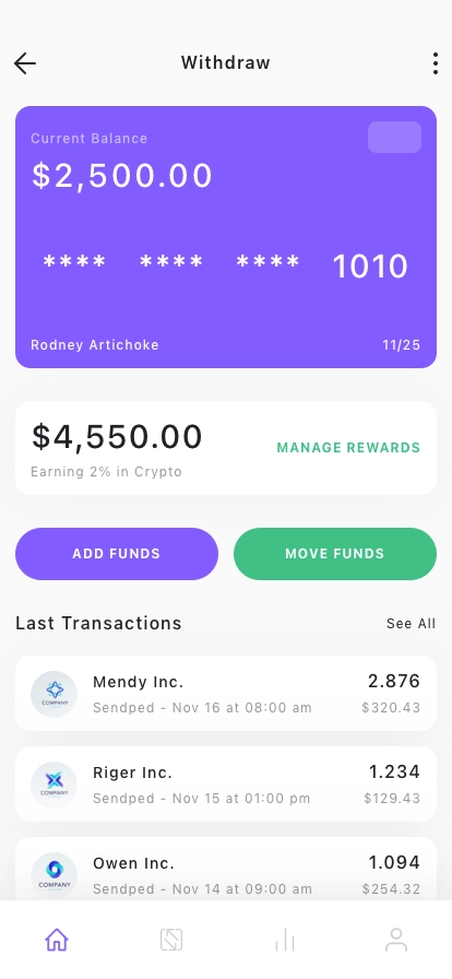 Wallet & Finance Mobile App UI Kit - Screenshot 1