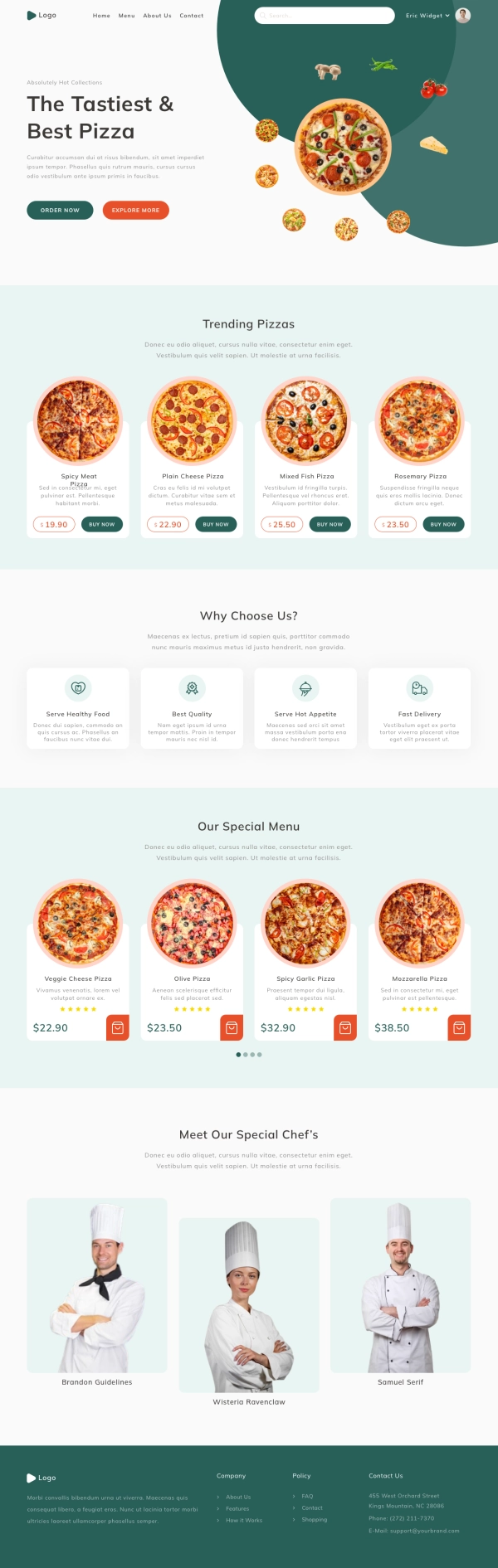 Pizza Delivery Landing Page Template UI Kit - Screenshot 1