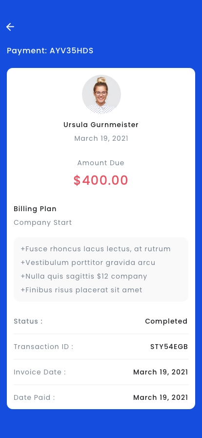 Invoicing and Billing Management Mobile App UI Kit - Screenshot 3