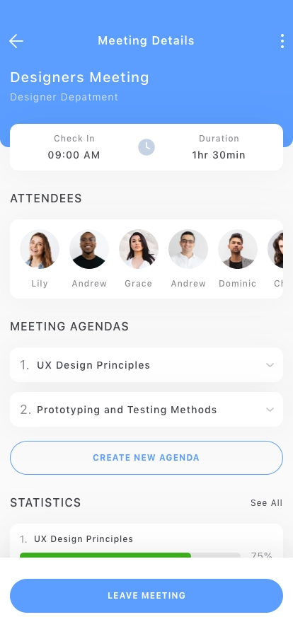 Meetings & Tasks Mobile App UI Kit - Screenshot 2