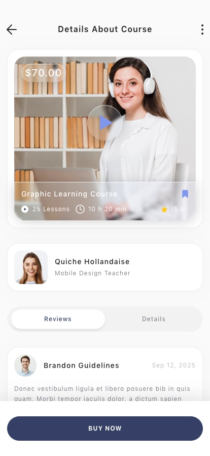 AI Online Course Mobile App UI Kit - Screenshot 2