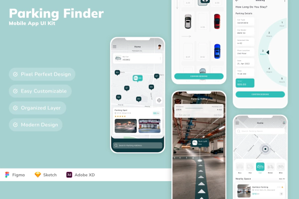 Parking Finder Mobile App UI Kit