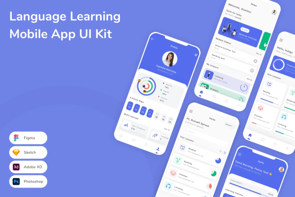 Language Learning Mobile App UI Kit