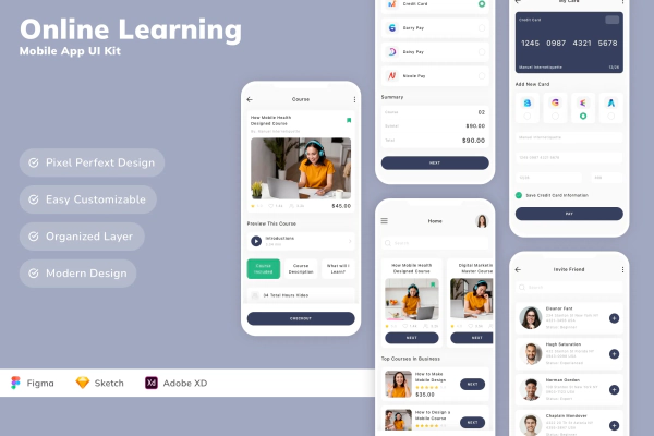 Online Learning Mobile App UI Kit