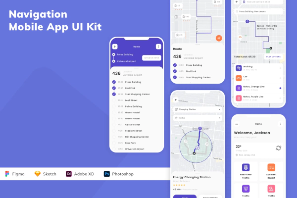 Navigation Mobile App UI Kit