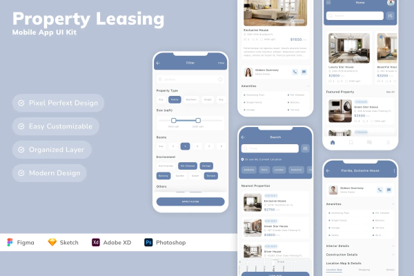 Property Leasing Mobile App UI Kit