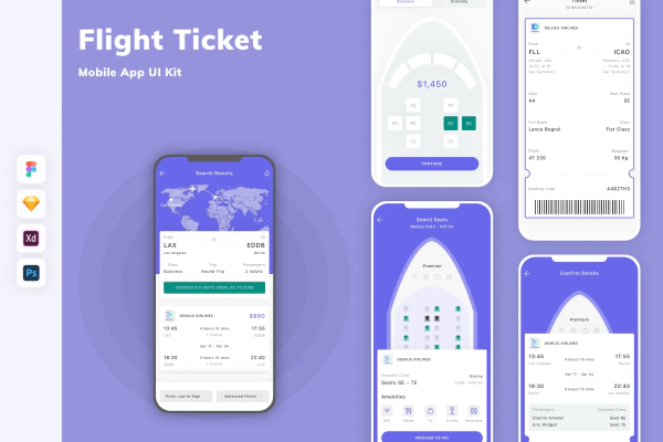Flight Ticket Mobile App UI Kit