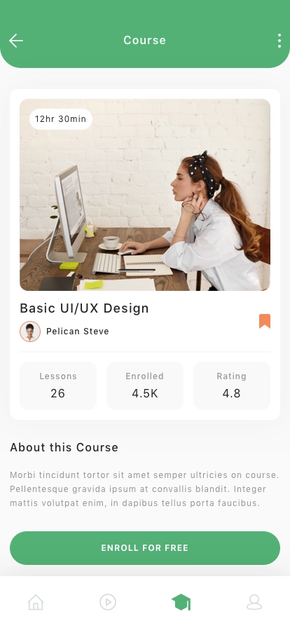 Online Course Mobile App UI Kit - Screenshot 2